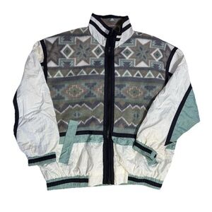 Misty Valley Sport Vintage Windbreaker Zip-Up Jacket Black white brown size S